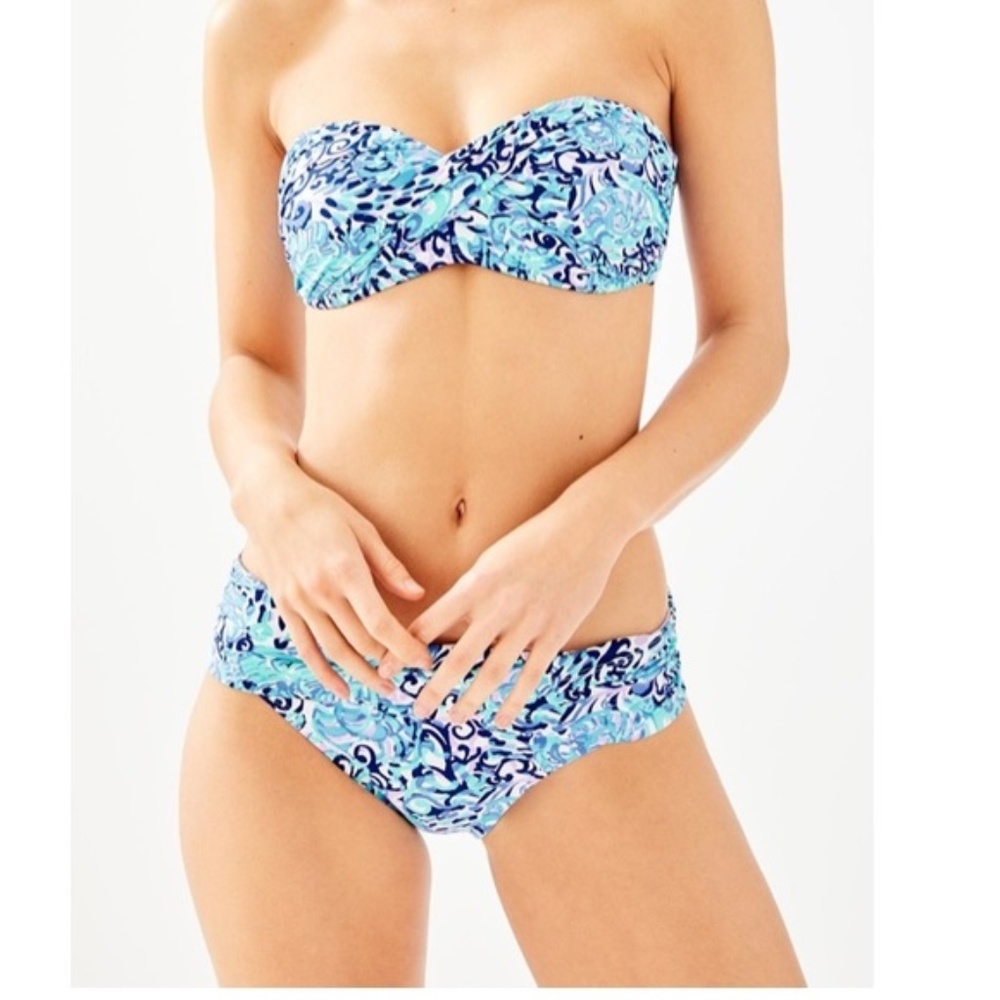 Woman's Lilly Pulitzer Bikini Bottoms Swim Size 4 Lagoon Sarong Hipster